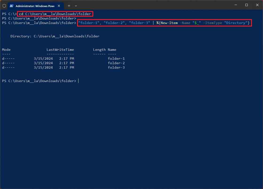 PowerShell birden fazla klasör oluşturma