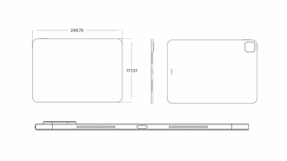 11 inç iPad Pro (2024) CAD çizimi - 26 Mart'ta piyasaya sürülecek yeni iPad Pro (2024) ve iPad Air (2024) serileri rapora göre