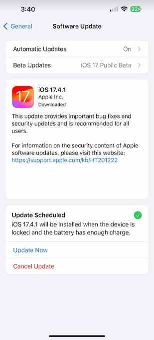 iOS 17.4.1 güvenlik düzeltmeleriyle birlikte geliyor - iOS 17.4.1 ve iPadOS 17.4.1 önemli güvenlik düzeltmeleriyle birlikte geliyor;  eski modeller de güncelleniyor