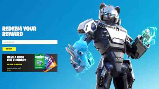 Fortnite kodlarını kullanma web sitesinde, potansiyel olarak yeni öğeler almak için girilecek bir alan vardır.