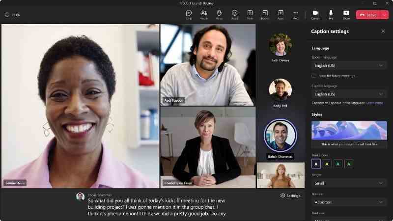 Microsoft Teams'de yeni Canlı Altyazı özelleştirme deneyimi