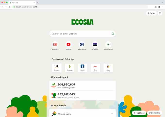 Ecosia tarayıcısı