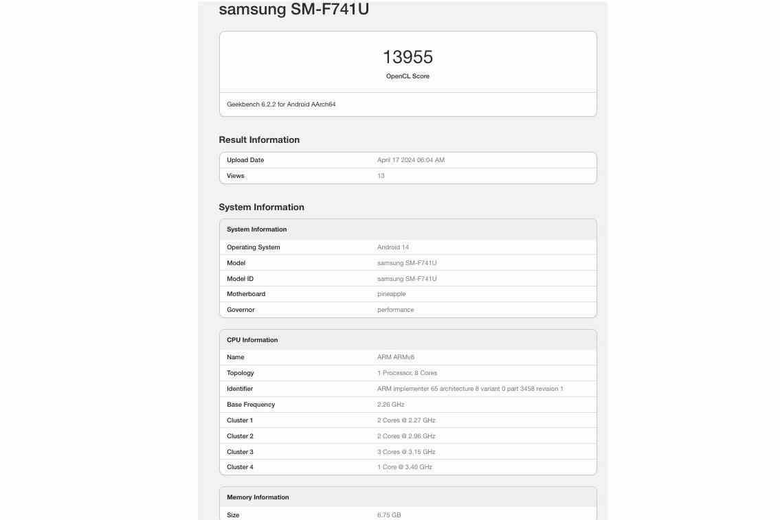 Bu biraz daha eski ön sürüm Galaxy Z Flip 6 ünitesi, Snapdragon 8 Gen 3 işlemciye ve yalnızca 8 GB RAM'e sahiptir.  - Snapdragon 8 Gen 2 ve 12GB RAM ile Wild Samsung Galaxy Z Flip 6 prototipi ortaya çıkıyor