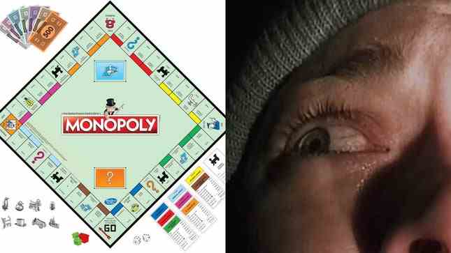 Monopoly oyun tahtası ve parçaları;  Blair Cadısı Projesi'nden bir sahne (1999)