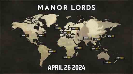 Manor Lord'ların küresel yayınlanma sürelerini gösteren dünya haritası.