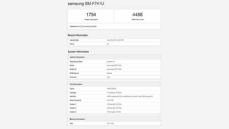 Sözde Galaxy Z Flip 6'nın Geekbench girişi