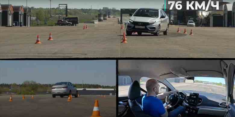 Lada Vesta için stabilizasyon sistemi bu kadar önemli mi?  ESC'li eski Lada Vesta, ESC'siz yeni Vesta NG ile birlikte test sahasında test edildi