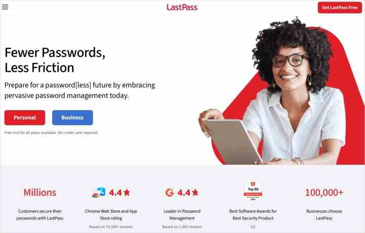 LastPass ana web sayfası.