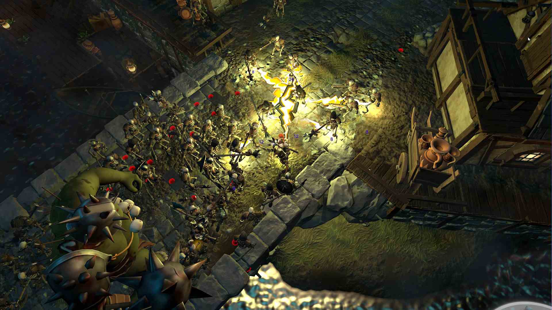 Necromantic - Oyuncu karakterinden, hücum eden düşman ordularına şimşekler fırlıyor.