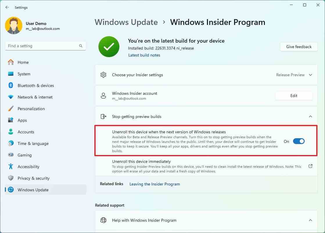 Windows 11 Insider programını devre dışı bırakma