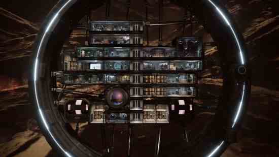 Alters önizlemesi: Farklı işlevler sunan çeşitli odalara sahip bir uzay gemisinin yandan görünümü.