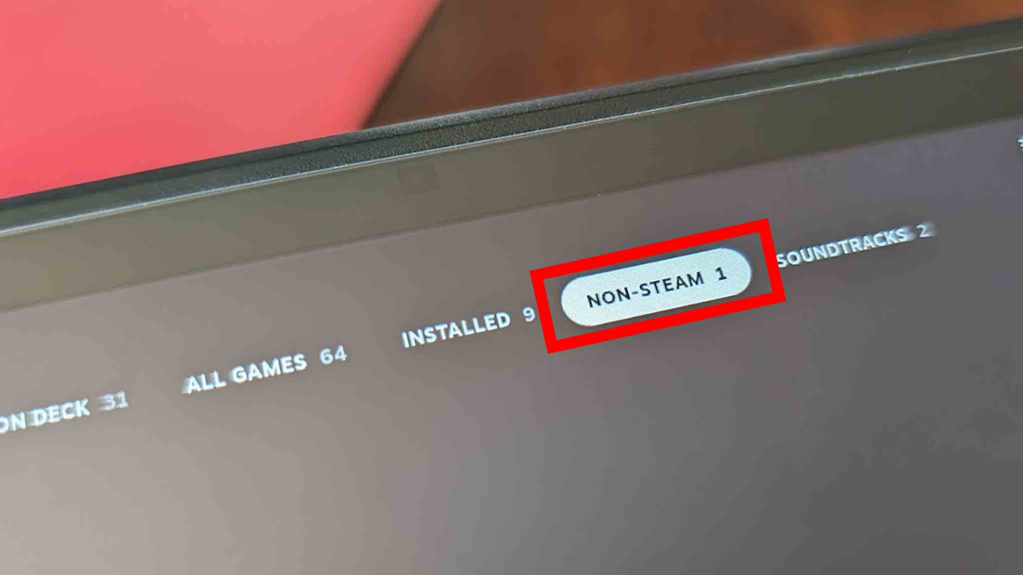 Steam Deck'te Google: Steam Dışı sekmesi.