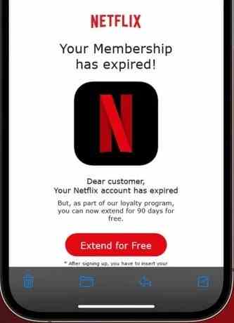 Sahte e-posta, kurbanların kredi kartı bilgileri de dahil olmak üzere kişisel verilerini göndermelerini sağlamaya çalışır.  Image Credit-9to5Mac - Bu sahte Netflix e-postasına yanıt vermeniz durumunda kredi kartı verileriniz ve diğer kişisel bilgileriniz risk altındadır