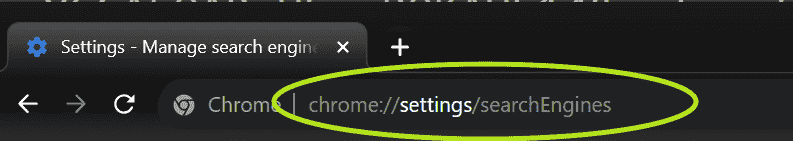 chrome://settings/searchEngines'e gidin