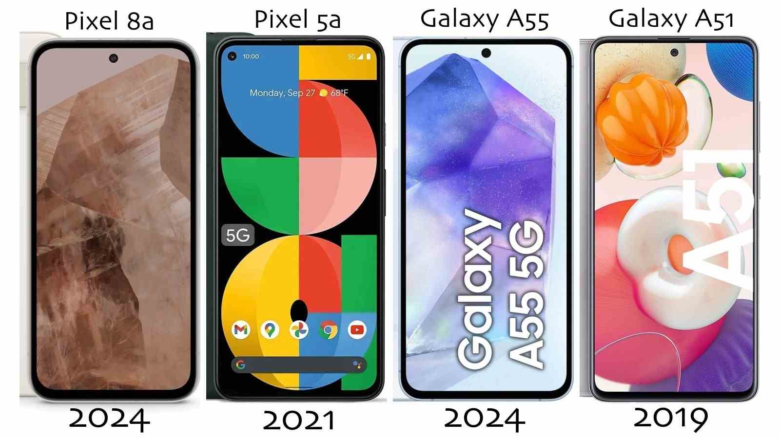 Görünüşe göre Samsung ve Google, amiral gemilerinin daha iyi görünmesi için orta sınıf telefonlarının tasarımını düşürmeye devam ediyor.  - Pek iyi bir görünüm değil!  Google ve Samsung, daha fazla amiral gemisi satmak için yeni telefonları eski mi gösteriyor?